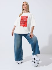 Yours Curve White Limited Its Coming Home T-Shirt - Image 2 of 5