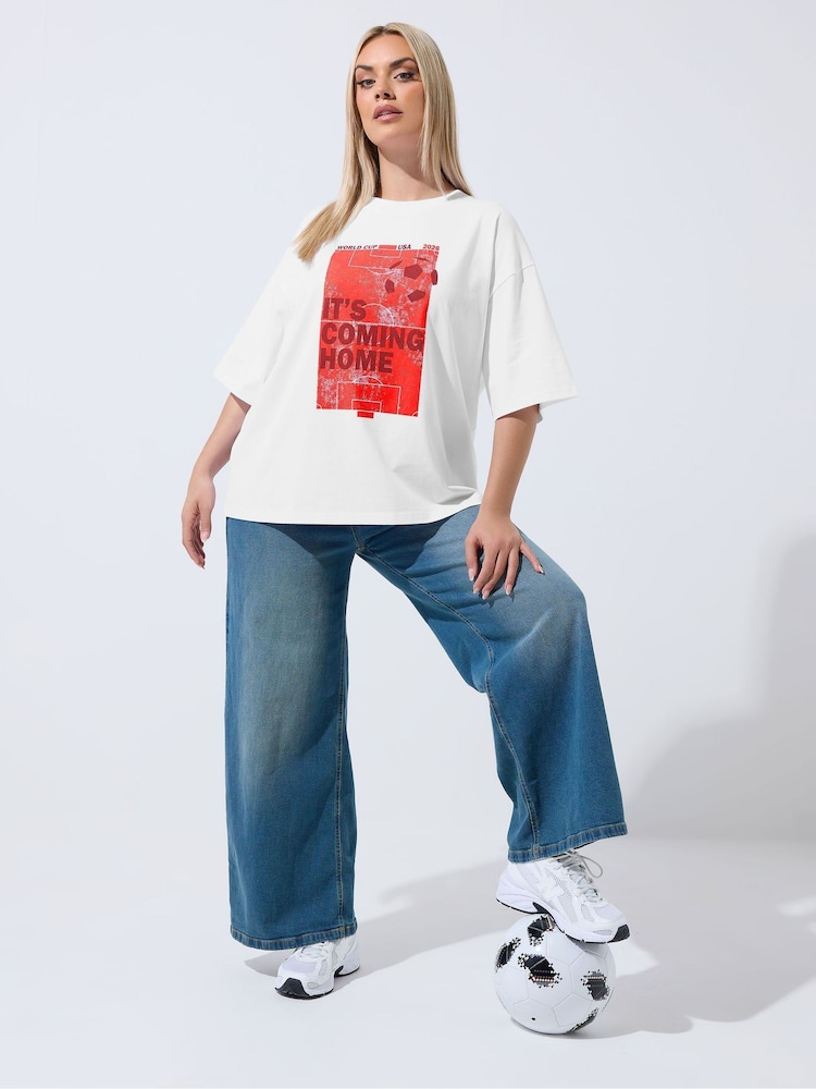 Yours Curve White Limited Its Coming Home T-Shirt - Image 2 of 5