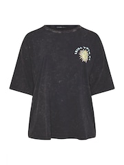 Yours Curve Grey Boxy Placement Print T-Shirt - Image 4 of 7