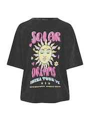 Yours Curve Grey Boxy Placement Print T-Shirt - Image 5 of 7