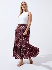 Yours Curve Red Limited Polka Dot Skirt - Image 1 of 5