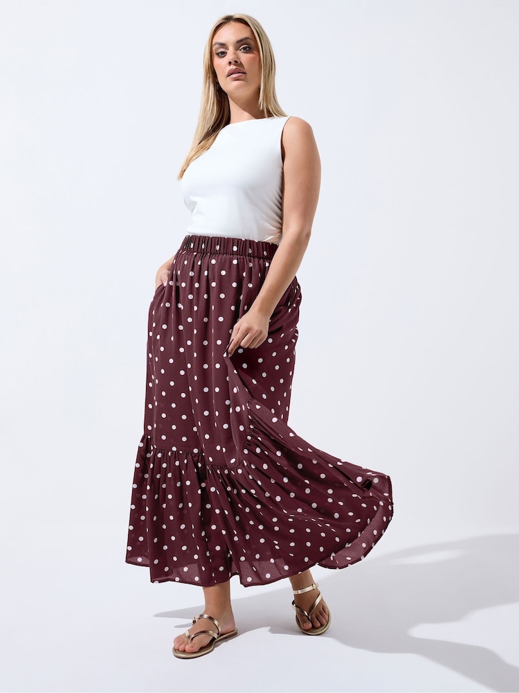 Yours Curve Red Limited Polka Dot Skirt - Image 1 of 5 Yours Curve Red Limited Polka Dot Skirt - Image 1 of 5