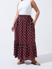 Yours Curve Red Limited Polka Dot Skirt - Image 2 of 5