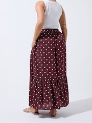 Yours Curve Red Limited Polka Dot Skirt - Image 3 of 5