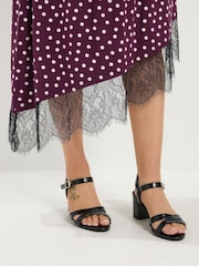Yours Curve Brown Polka Dot Print Lace Hem Gathered Skirt - Image 4 of 6