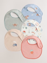 Red/Blue Hamish Farm Baby Bibs 5 Pack - Image 1 of 8