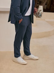 BadRhino Big & Tall Blue Long Linen Blend Suit Trousers - Image 3 of 6