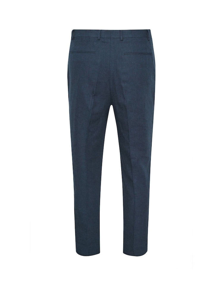 BadRhino Big & Tall Blue Long Linen Blend Suit Trousers - Image 6 of 6