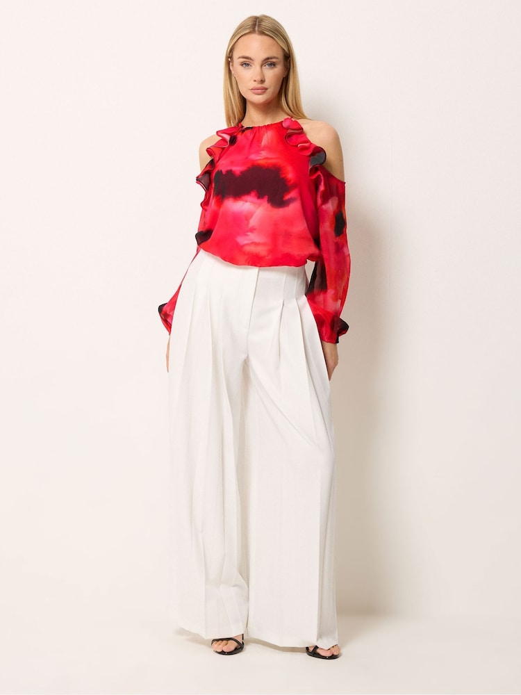 Rojo - Star by Julien MacDonald Blurred Floral Cold Shoulder Top - Imagen 2 de 5