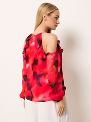 Rojo - Star by Julien MacDonald Blurred Floral Cold Shoulder Top - Imagen 3 de 5