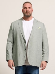BadRhino Big & Tall Light Grey Long Linen Blend Suit Jacket - Image 2 of 7