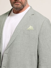 BadRhino Big & Tall Light Grey Long Linen Blend Suit Jacket - Image 5 of 7