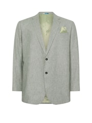 BadRhino Big & Tall Light Grey Long Linen Blend Suit Jacket - Image 6 of 7