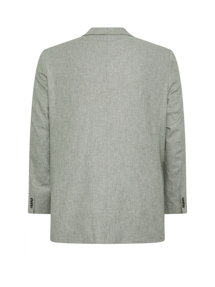 BadRhino Big & Tall Light Grey Long Linen Blend Suit Jacket - Image 7 of 7