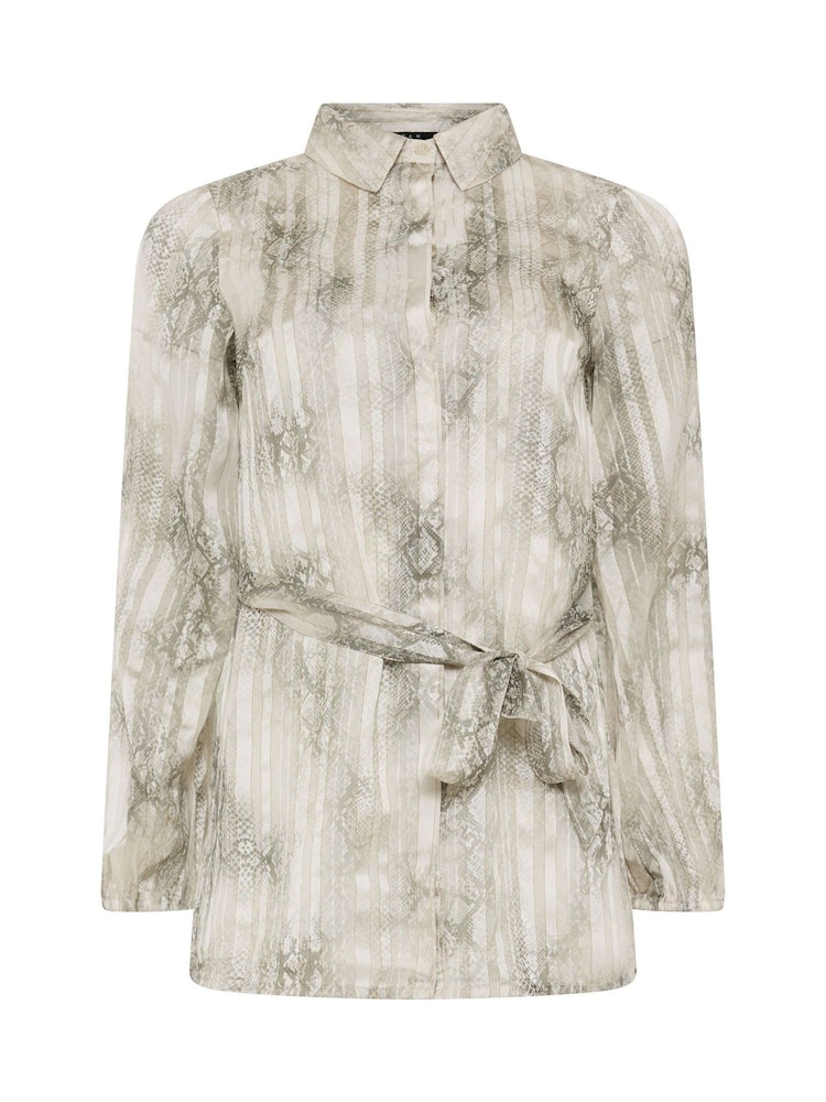 Star by Julien MacDonald Grey Snake Print Tie Belt Longline Shirt - Image 5 of 5 Star by Julien MacDonald Grey Snake Print Tie Belt Longline Shirt - Image 5 of 5