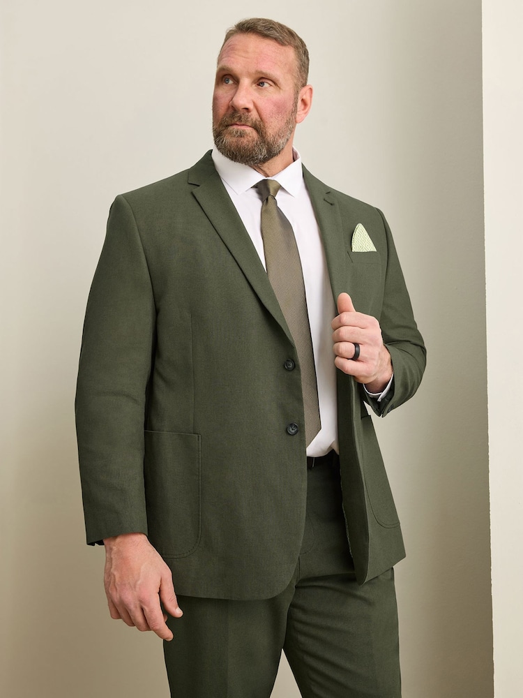 BadRhino Big & Tall Green Linen Blend Suit Jacket - Image 1 of 2