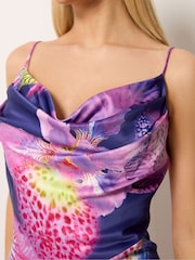 Star by Julien MacDonald Purple Floral Cowl Neckline Maxi Dress - Image 4 of 5
