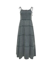 Yours Curve Grey Acid Wash Cheesecloth Tiered Dress - Image 5 of 5