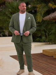 BadRhino Big & Tall Green Short Linen Blend Suit Jacket - Image 1 of 6