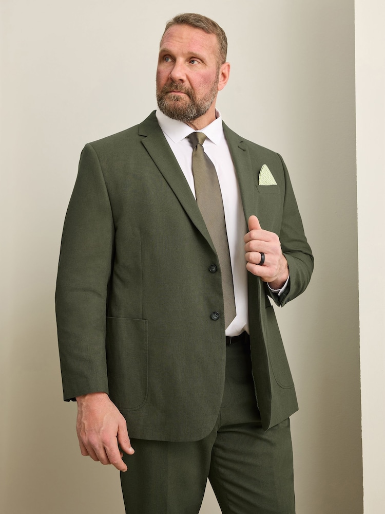 BadRhino Big & Tall Green Short Linen Blend Suit Jacket - Image 2 of 6