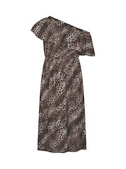 Yours Curve Brown Limited Leopard Frill Dress - Image 5 of 6