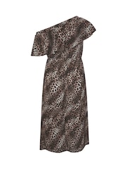 Yours Curve Brown Limited Leopard Frill Dress - Image 6 of 6