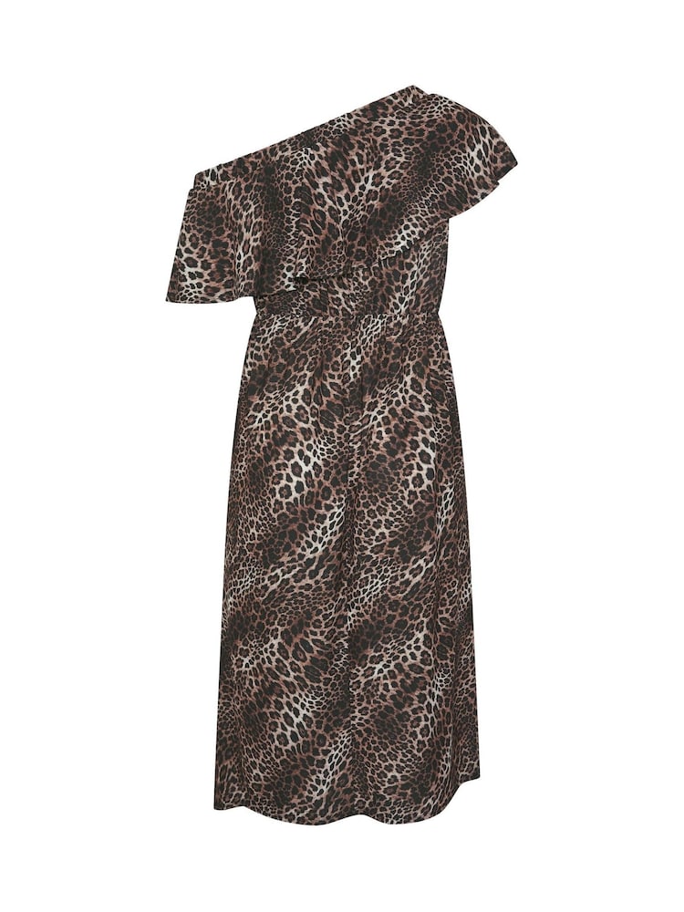 Yours Curve Brown Limited Leopard Frill Dress - Image 6 of 6