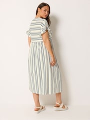Синій - Yours Curve Frilled Sleeve Stripe Dress - Image 2 of 5