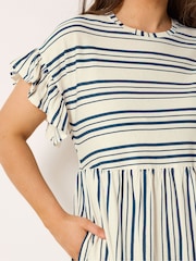 Синій - Yours Curve Frilled Sleeve Stripe Dress - Image 4 of 5