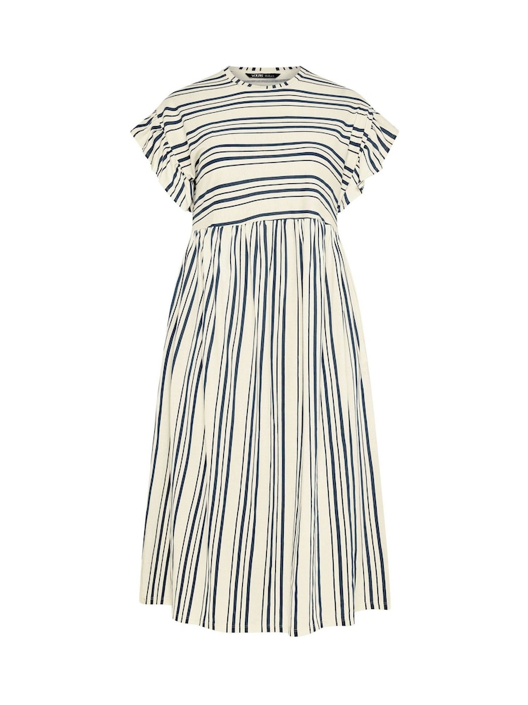 Синій - Yours Curve Frilled Sleeve Stripe Dress - Image 5 of 5