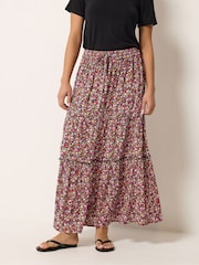 M&Co Pink Petite Ditsy Printed Crinkle Trousers - Image 1 of 4