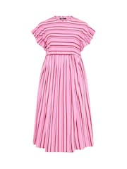 Рожевий - Yours Curve Frilled Sleeve Stripe Dress - Image 5 of 5