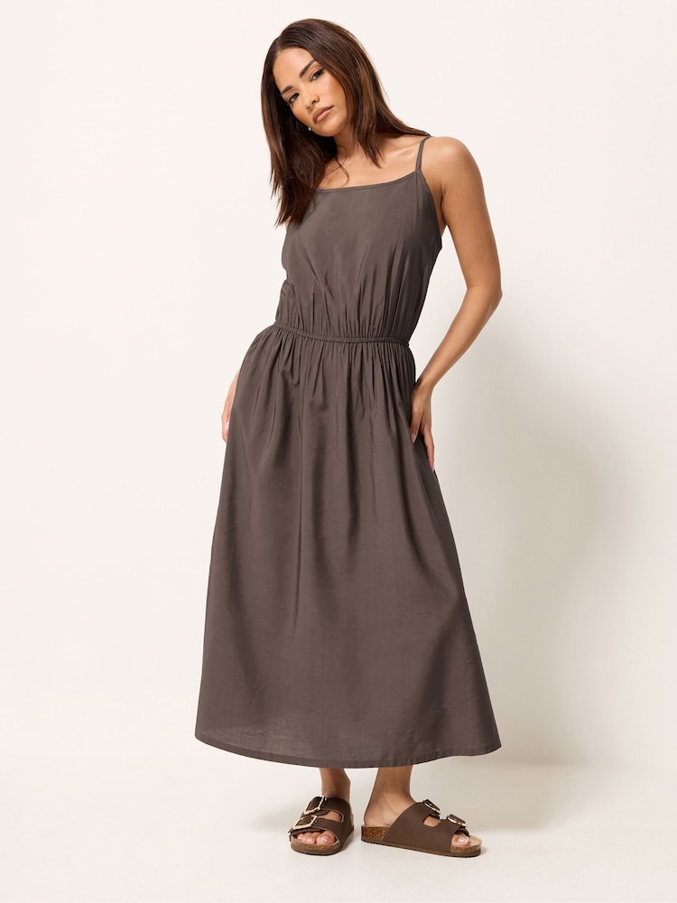 PixieGirl Petite Brown V-Neck Midi Dress - Image 2 of 5