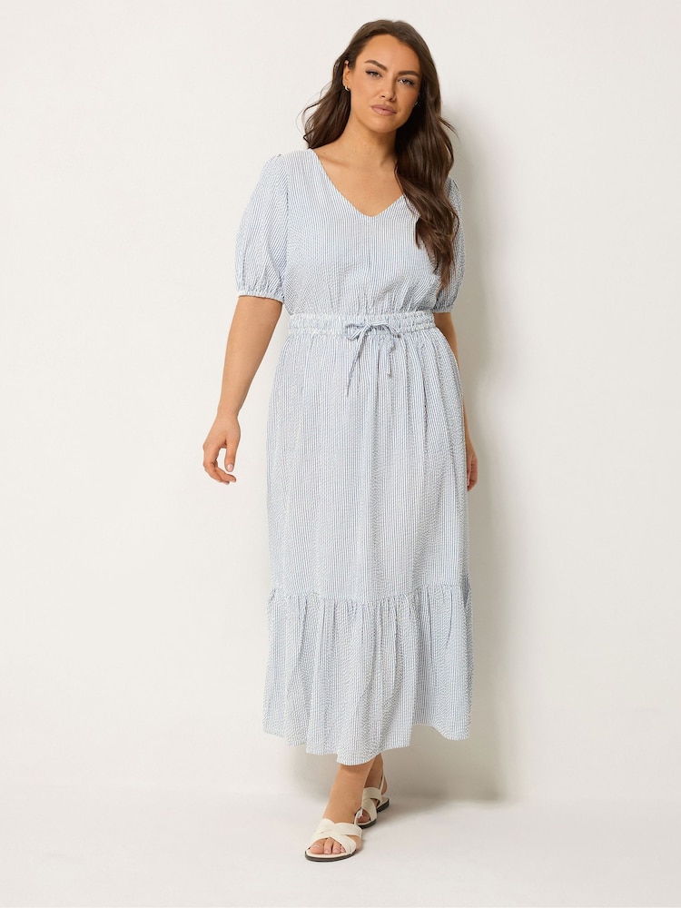Yours Curve Blue Stripe Maxi Dress - Image 1 of 5