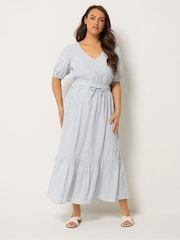 Yours Curve Blue Stripe Maxi Dress - Image 2 of 5
