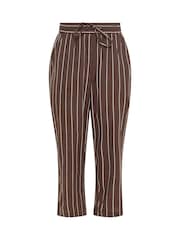 M&Co Brown Striped Linen Blend Tapered Cropped Trousers - Image 5 of 5