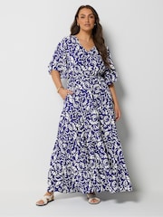 Yours Curve Blue Textured Maxi Dress - Image 1 of 5