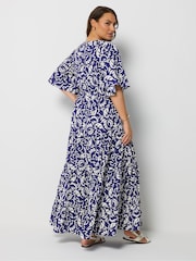 Yours Curve Blue Textured Maxi Dress - Image 3 of 5