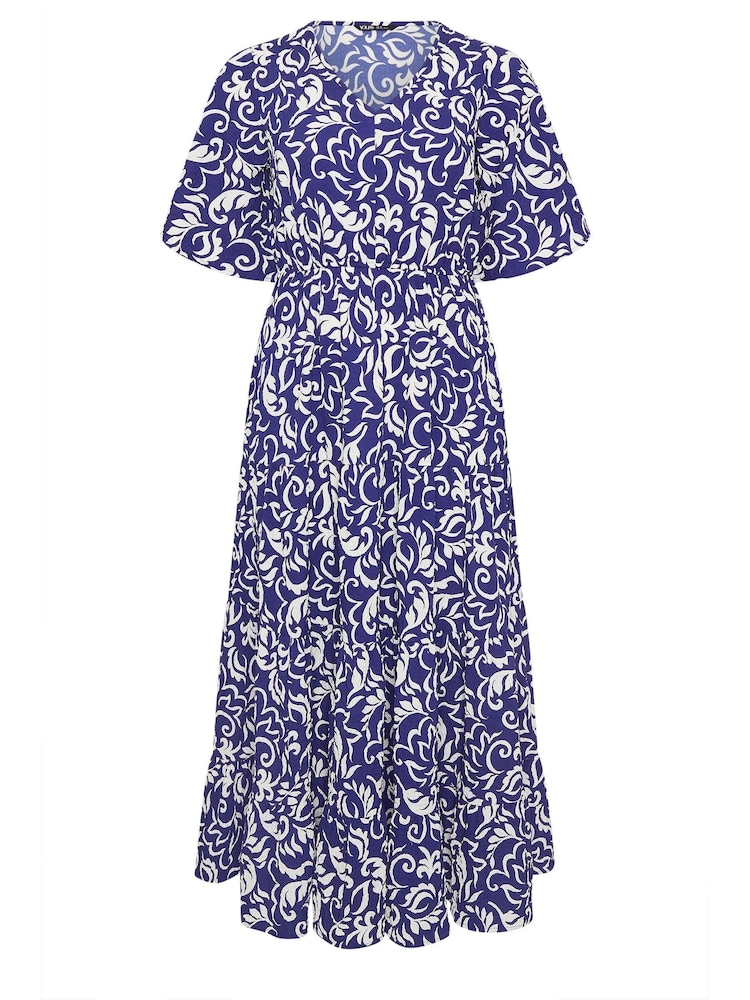Yours Curve Blue Textured Maxi Dress - Image 5 of 5
