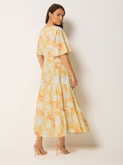 Yours Curve Yellow Angel Sleeve Tiered Dress - Image 3 of 5