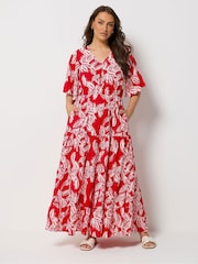 Yours Curve Red Textured Maxi Dress - Image 2 of 5