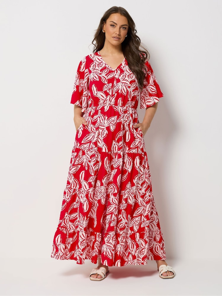 Yours Curve Red Textured Maxi Dress - Image 2 of 5