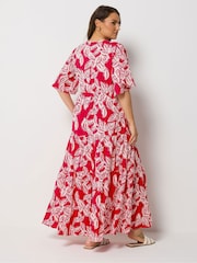 Yours Curve Red Textured Maxi Dress - Image 3 of 5