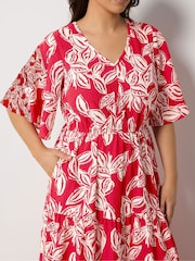 Yours Curve Red Textured Maxi Dress - Image 4 of 5