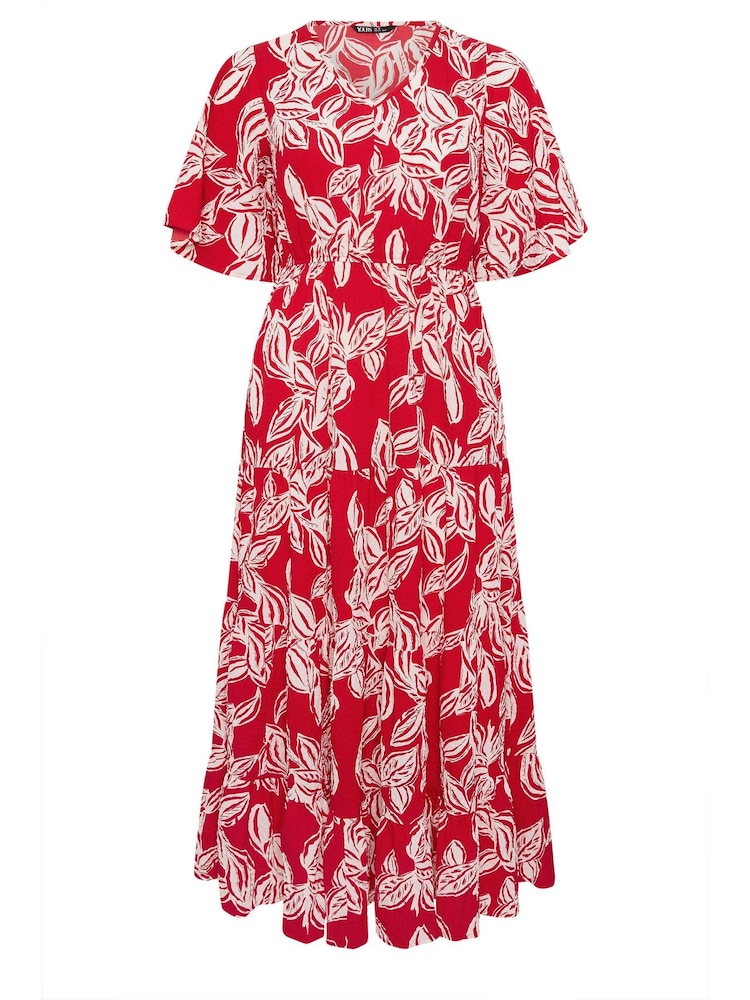 Yours Curve Red Textured Maxi Dress - Image 5 of 5