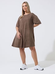Yours Curve Brown Limited Acid Wash Dress - Image 2 of 5