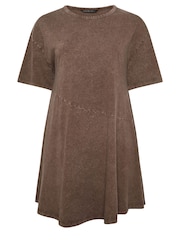 Yours Curve Brown Limited Acid Wash Dress - Image 5 of 5