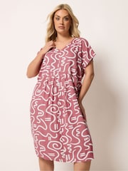 Yours Curve Pink Pleated Front Dress - Image 1 of 5