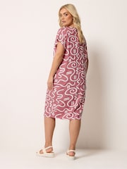 Yours Curve Pink Pleated Front Dress - Image 3 of 5