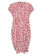 Yours Curve Pink Pleated Front Dress - Image 5 of 5